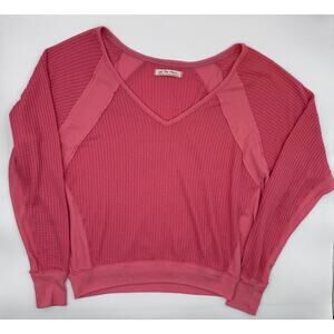 We The Free Waffle Knit Pink‎ Long Sleeve Blouse